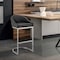 Armen Living Atherik Counter Stool in Brushed Stainless Steel with Black Faux Leather 840254335868 - alternate 6